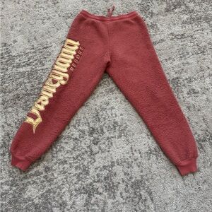 Disney Spirit Jersey Adult Small Sherpa Jogger Sweatpants Mauve Resort
